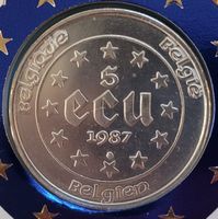 Belgien 5 ECU 1987 Silber 22.85gr im Münzbrief Europa 1989