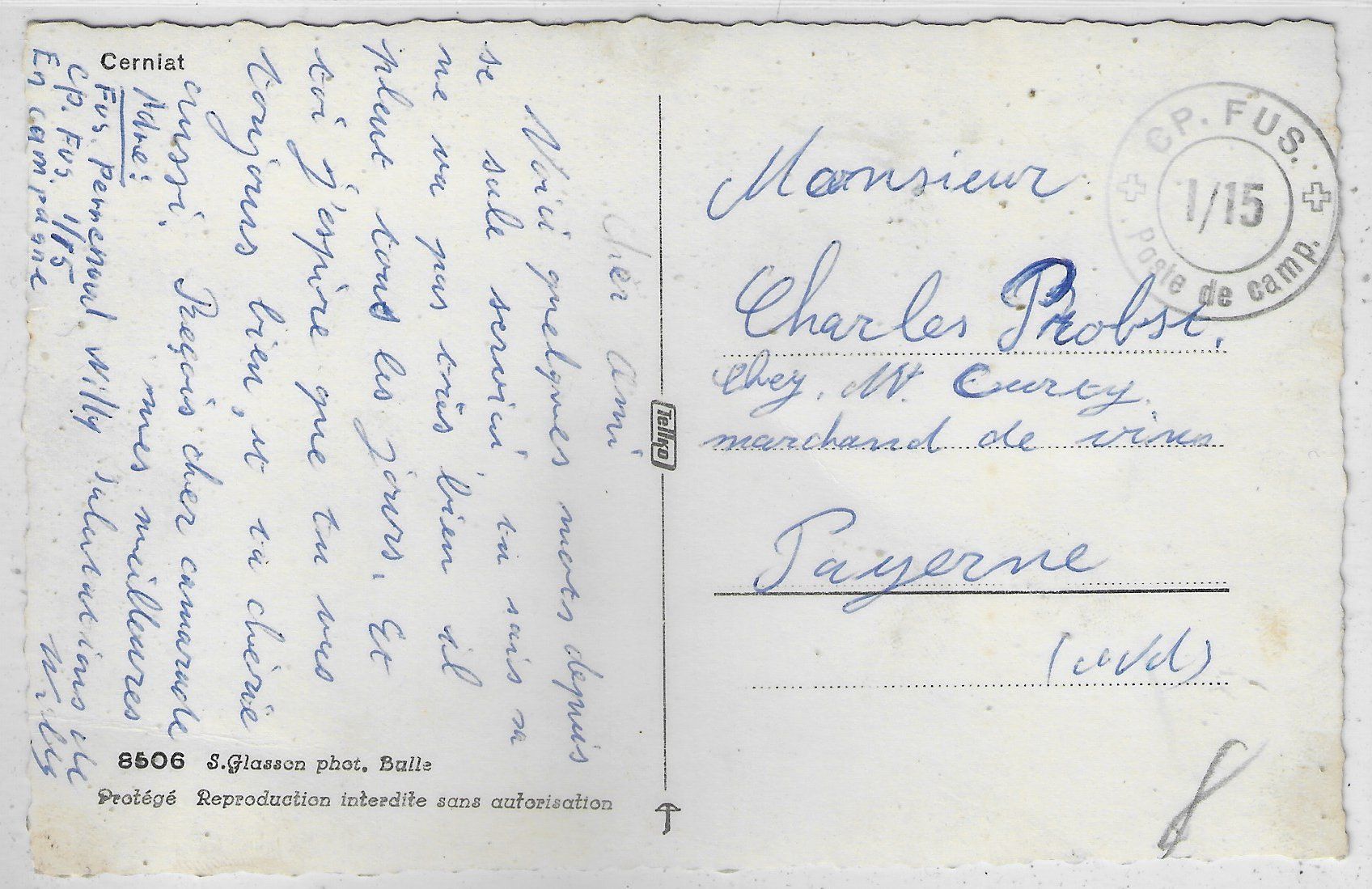 Cartoline postali: Cerniat - Vue generale – Usato da Ettingen venduto da Kartenplanet 1