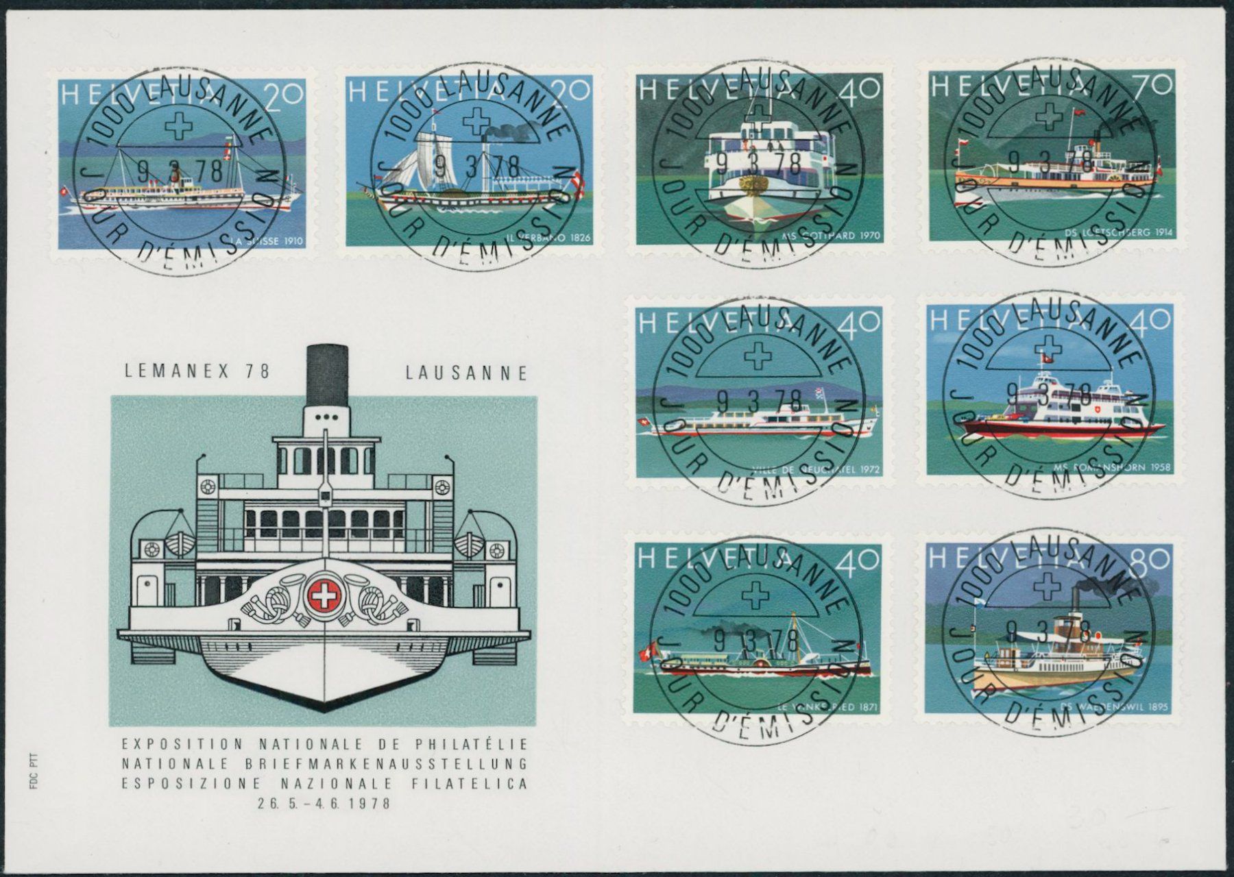 Tutti i francobolli: 1978 - Lemanex - Blockausschnitte - FDC - ET Voll Stempel – Usato da Schindellegi venduto da leecollect
