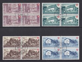 1949 P. Patria Viererblocksatz ERSTTAG Ortsbezogen SBK 200Fr