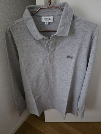Lacoste Polo Langarm Grau, Gr. L - Top Zustand