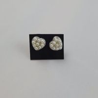 Ohrstecker Herz Perlen silberfarben neu (676)