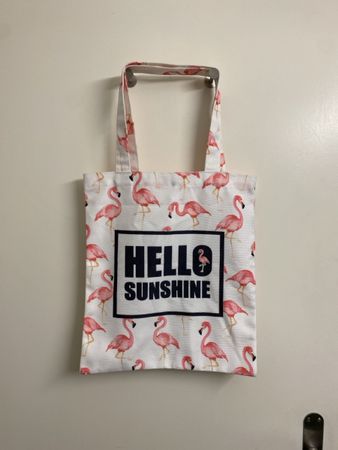 Summer Flamingo Tote Bag "Hello Sunshine" 35x30cm