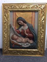 Barock Schnitzerei Massivholz  Madonna