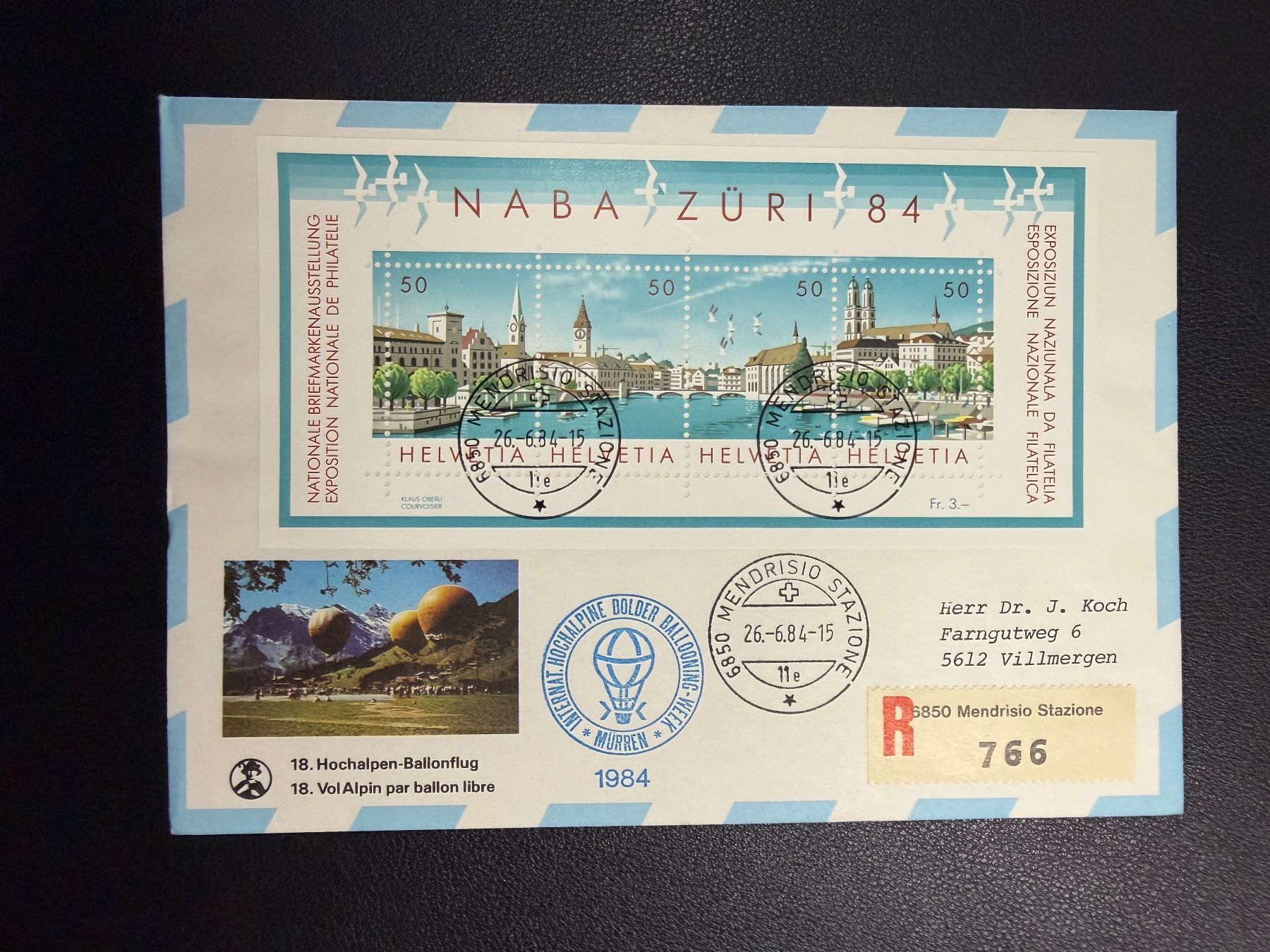 Alle Briefmarken: 18. Hochalpen-Ballonflug 1984 – Gebraucht aus oberrüti von jeanmei