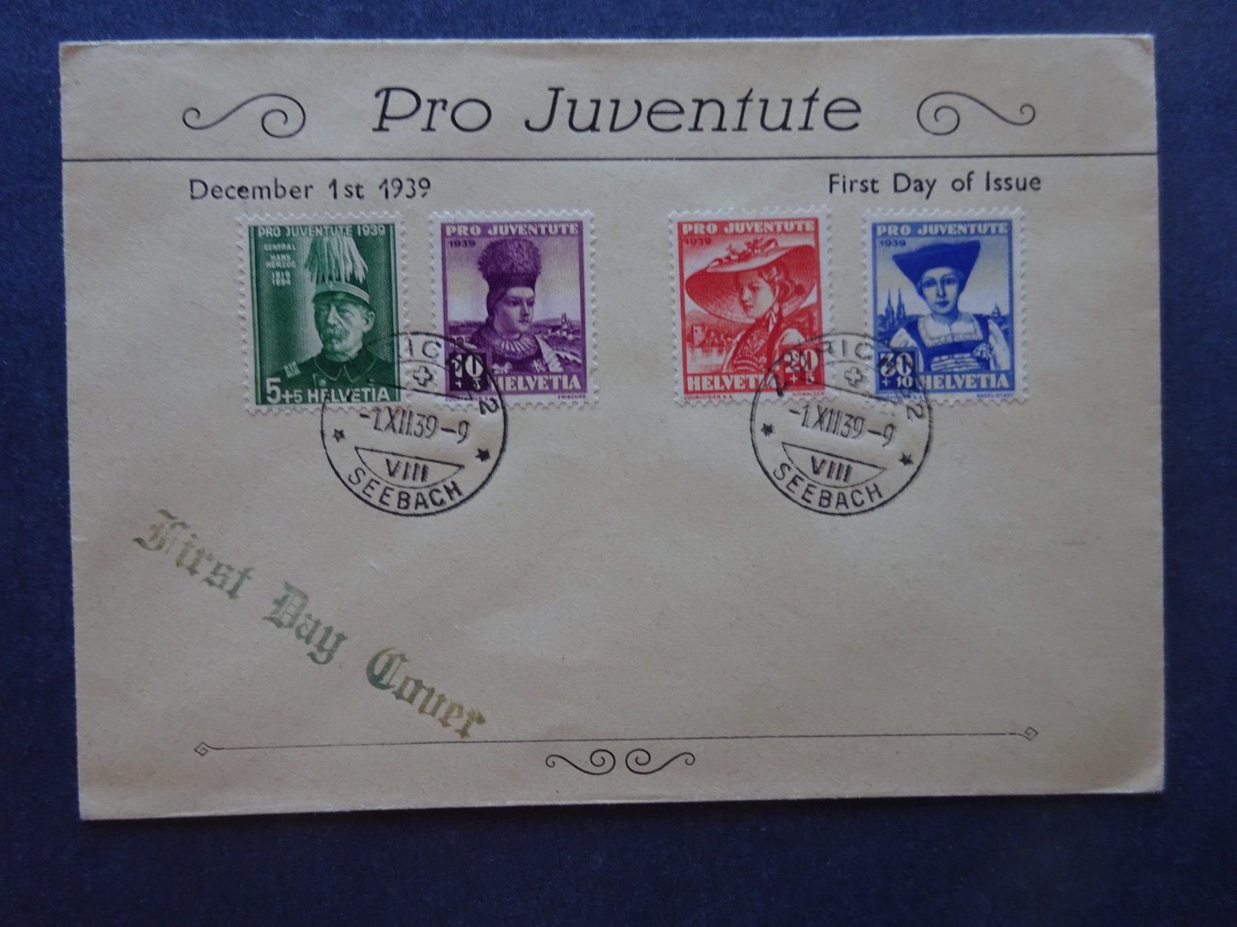Tutti i francobolli: 1939 Pro Juventute FDC mit glasklaren Stempel - Adresslos – Usato da Appenzell-Steinegg venduto da adi1975 1