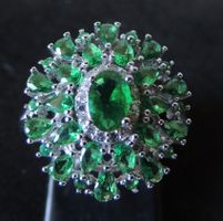 Silber 925 Fingerring mit Schmucksteinen Gr. 58