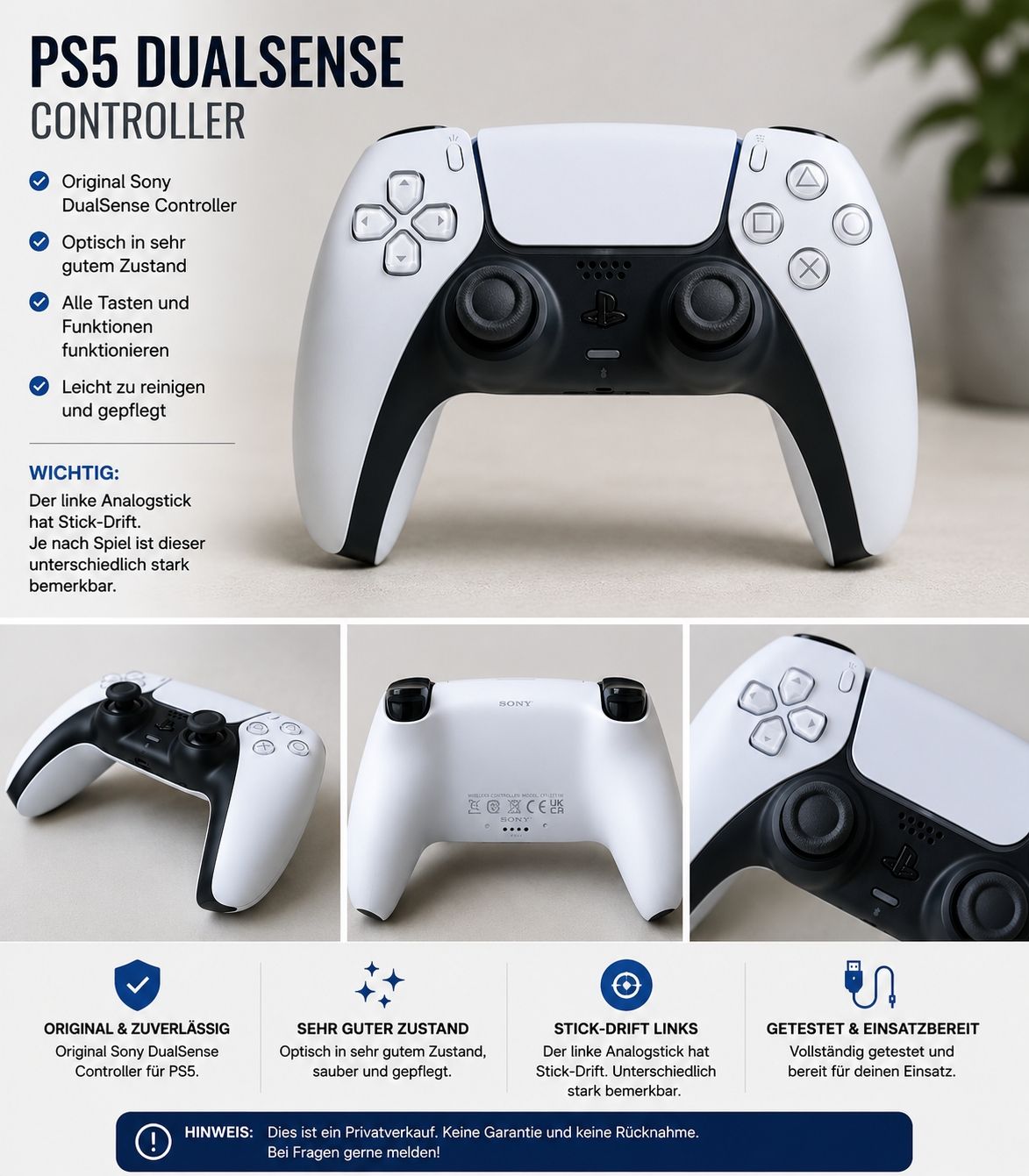 Sony Controller: PS5 DualSense Controller  guter Zustand  Stick Drift – Usato da Therwil venduto da nik_w29r