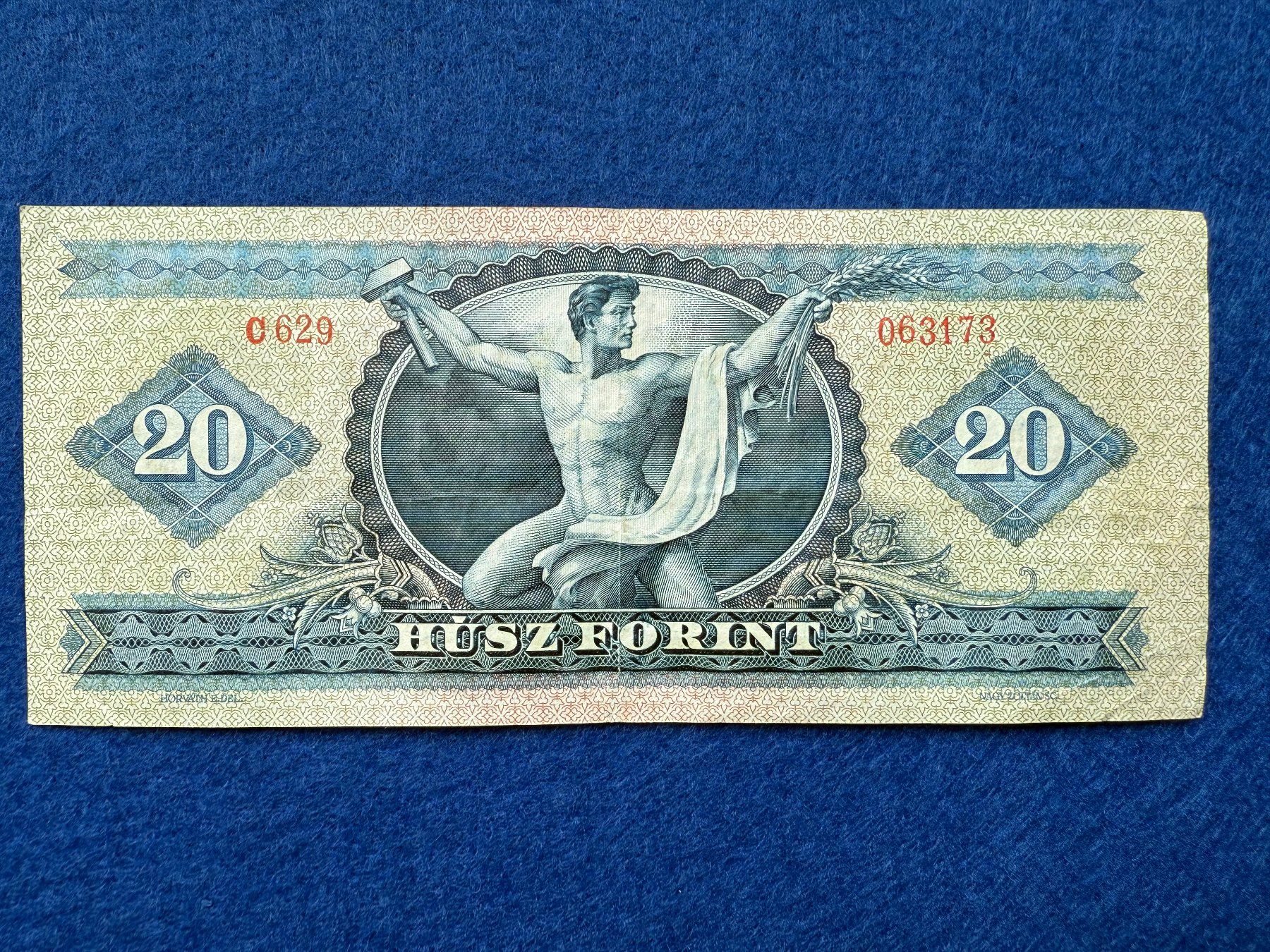 Banknoten: Budapest 1969 - Ungarn - 20 Forint – Gebraucht aus Pfäffikon SZ von Sieben77 1
