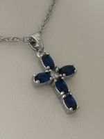 Luxus Elegante Zirkonia Kette Farbe : Silber weiss Blau