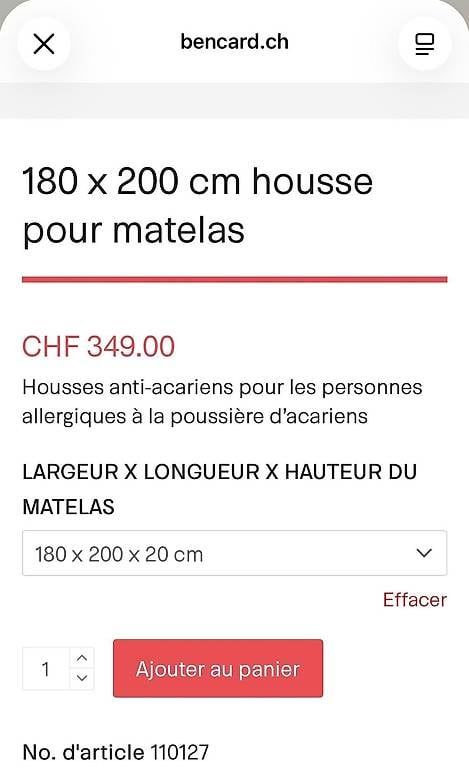 Biancheria da letto: Housse anti-acariens pour matelas – Usato da Gimel venduto da battoir10