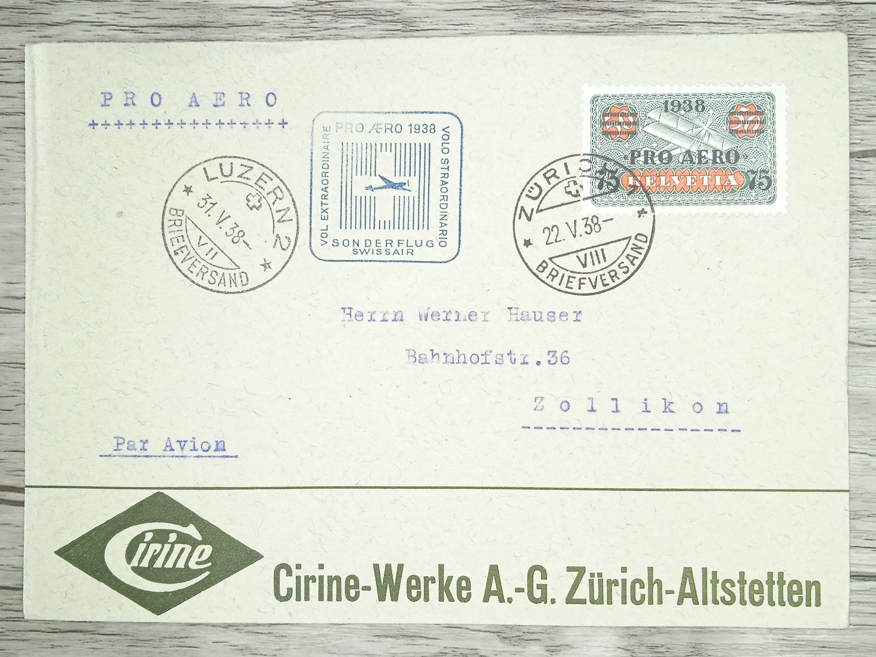 Tutti i francobolli: TR105 Enveloppe Suisse + Timbre 1938 – Usato da Cousset venduto da Patrick_Collections