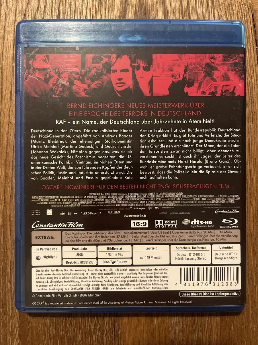 Alle DVDs: Der Baader Meinhof Komplex Blu-ray, wahre Geschichte – Gebraucht aus Glarus von Greenday 1