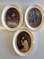 3 Vintage italienische ovale Miniaturbilder MCM