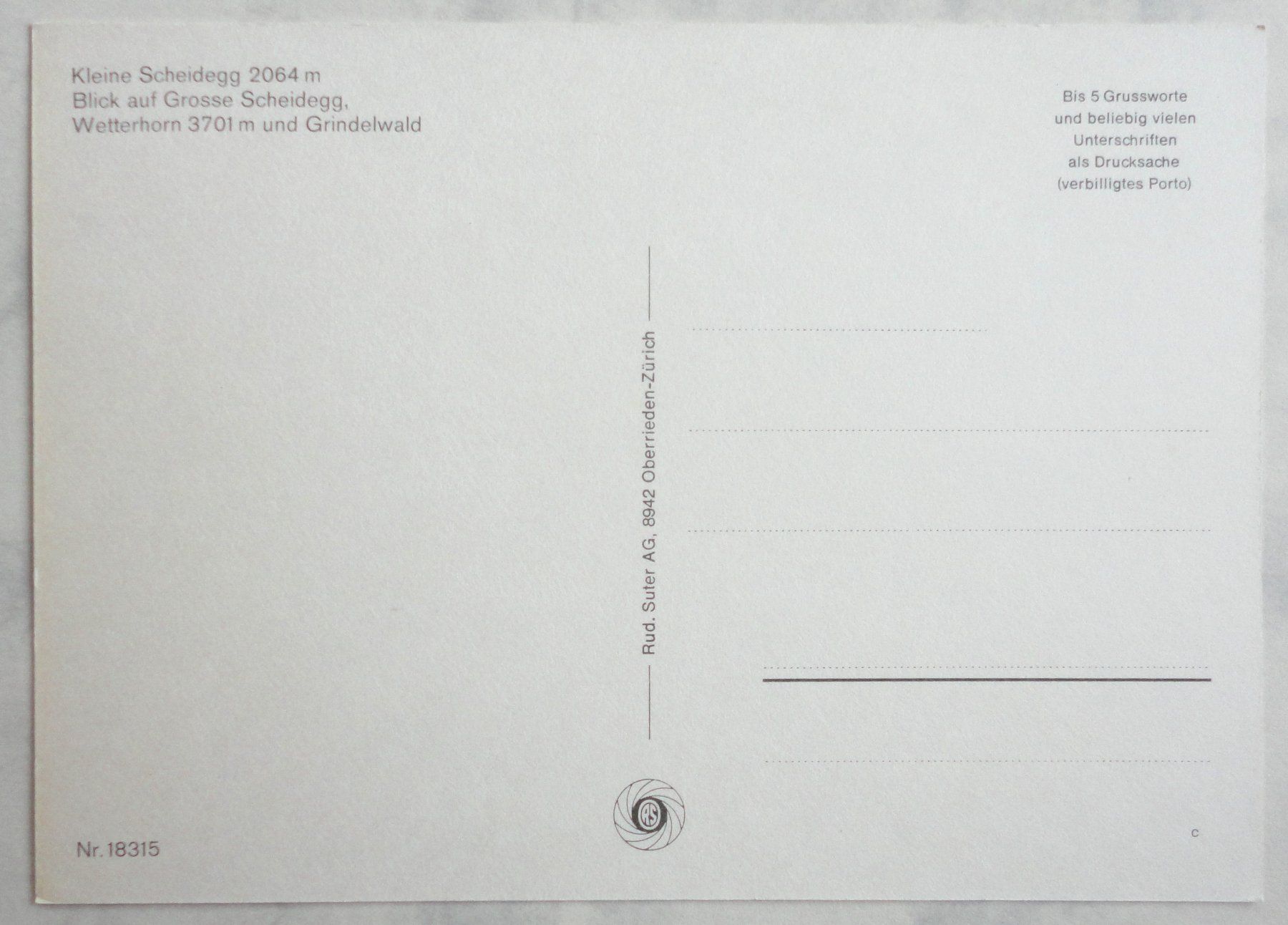 Cartoline postali: Kleine Scheidegg 2064 m – Usato da Fétigny venduto da Billy2miny 1