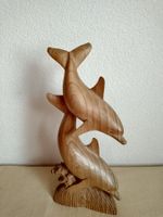 Holzskulptur: Zwei Delfine, schöne Handarbeit, Top Zustand!