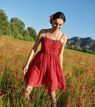 Robe Souleiado Emine soie rouge mourie Provence t. 40 neuve