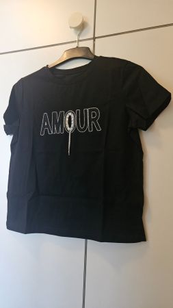 T-shirt nera Amour misto cotone tg.M