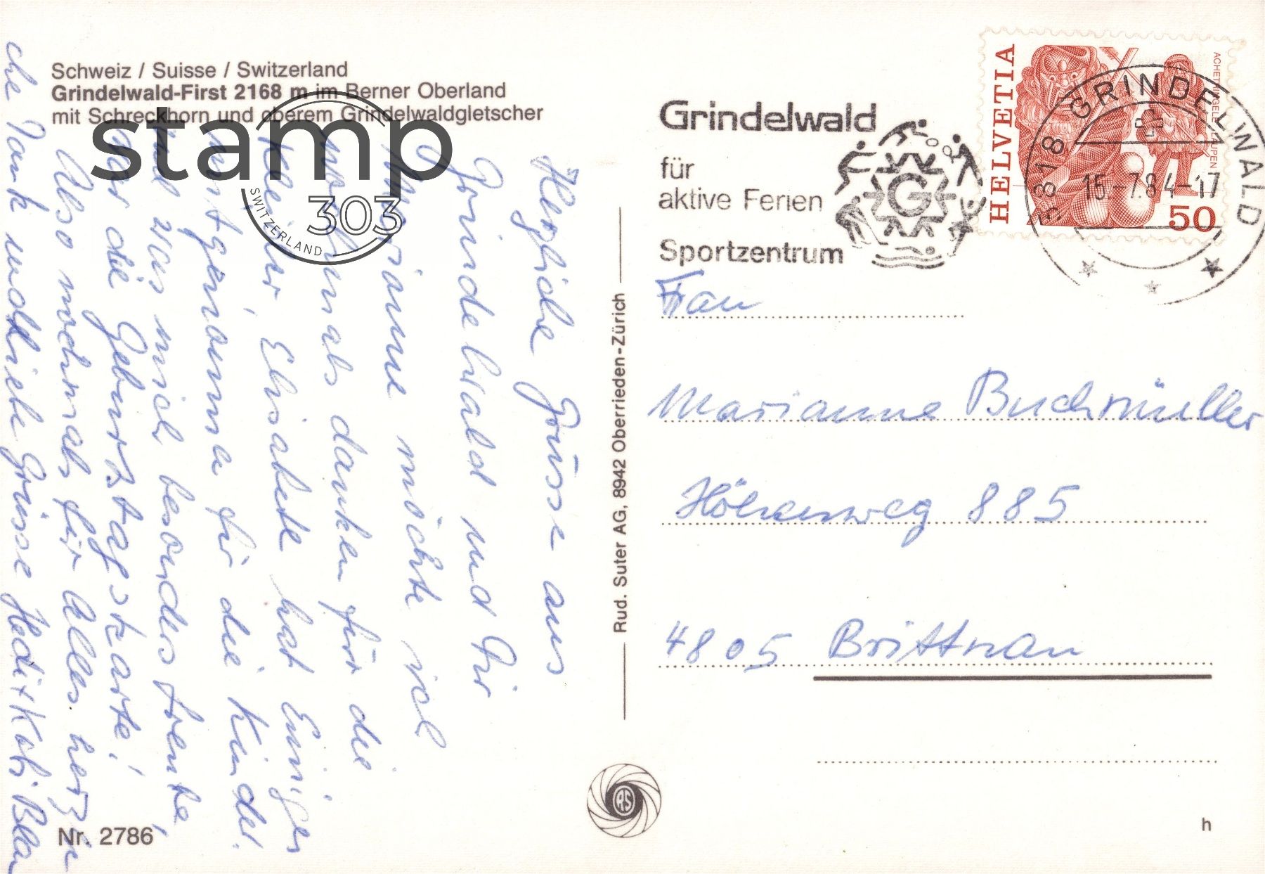 Cartoline postali: 1984 AK Grindelwald-First – Usato da Eggersriet venduto da stamp303 1