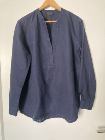 Marc O'Polo Bluse Gr. 38 Dunkelblau Reinleinen Sommer Top Fr