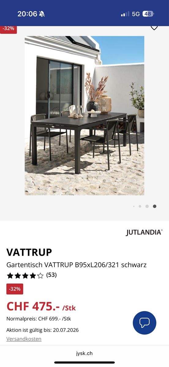 Jysk Tavoli: Gartentisch VATTRUP Jutlandia B95XL206cm – Usato da Visp venduto da dar_97k8 3