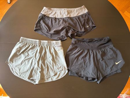 Set of 3 Nike Running Shorts – Black & Ice Grey, Sizes S/M
