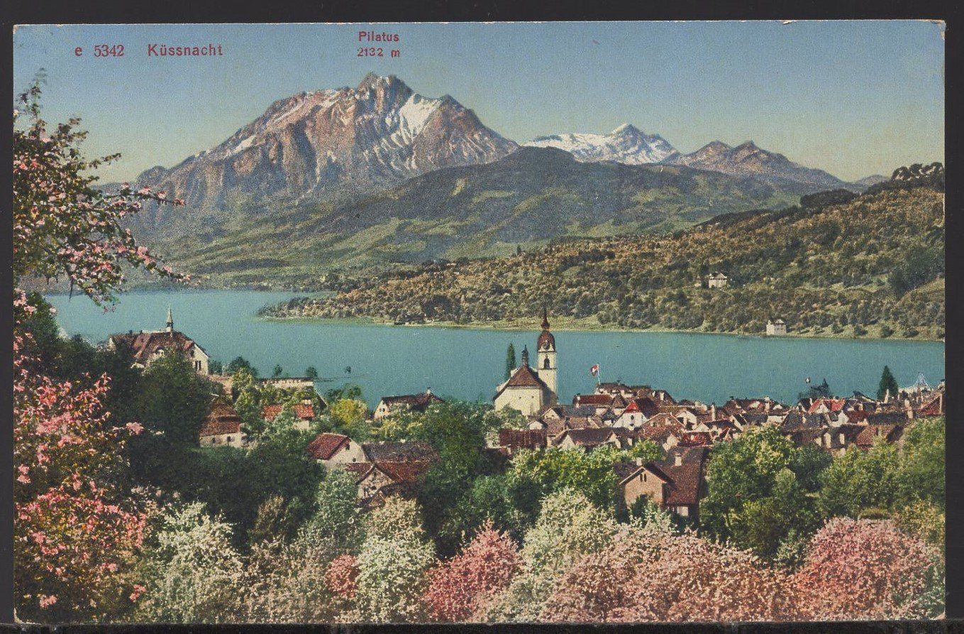 Cartoline postali: Küssnacht -  Panoramablick – Usato da Aarau venduto da kufi44