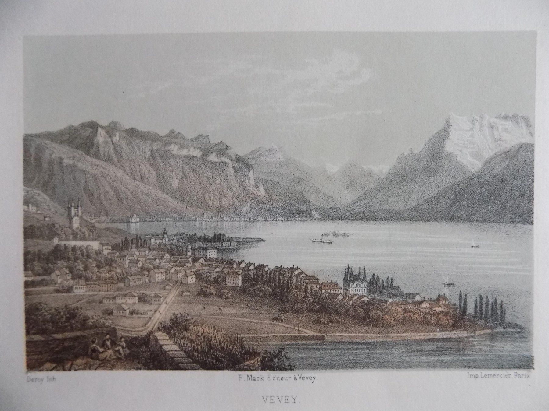 Gravures: Vevey getönte Lithographie – D'occasion à Risch par Antikfee 1