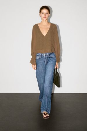 Massimo Dutti Blusentop mit Stickerei Gr. XS