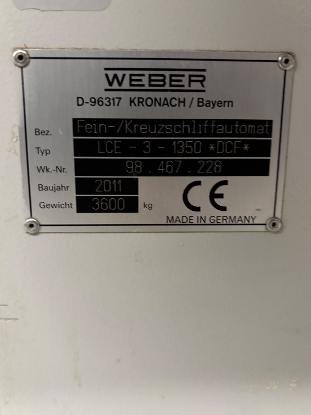Smerigliatrici & Lucidatrici: Weber Breitbandschleifmaschine LCE 1350 – Usato da Mosnang venduto da TrunigerAG 4