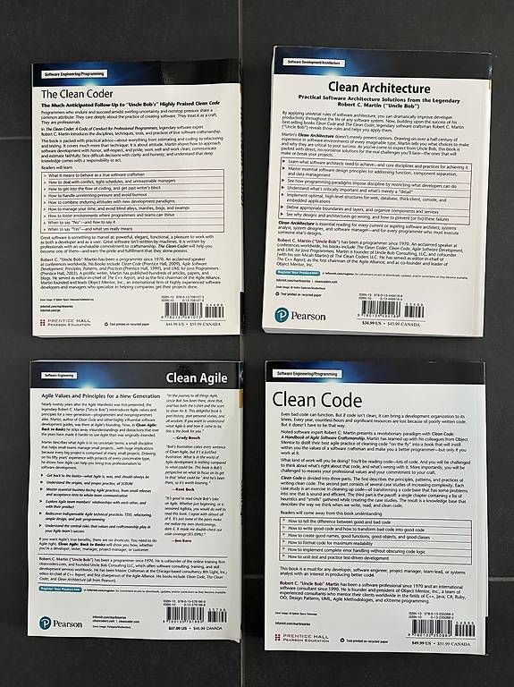 Bücher: Clean Code Reihe Robert C. Martin, 4 Bücher englisch – Gebraucht aus Buchs AG von herzo1 1