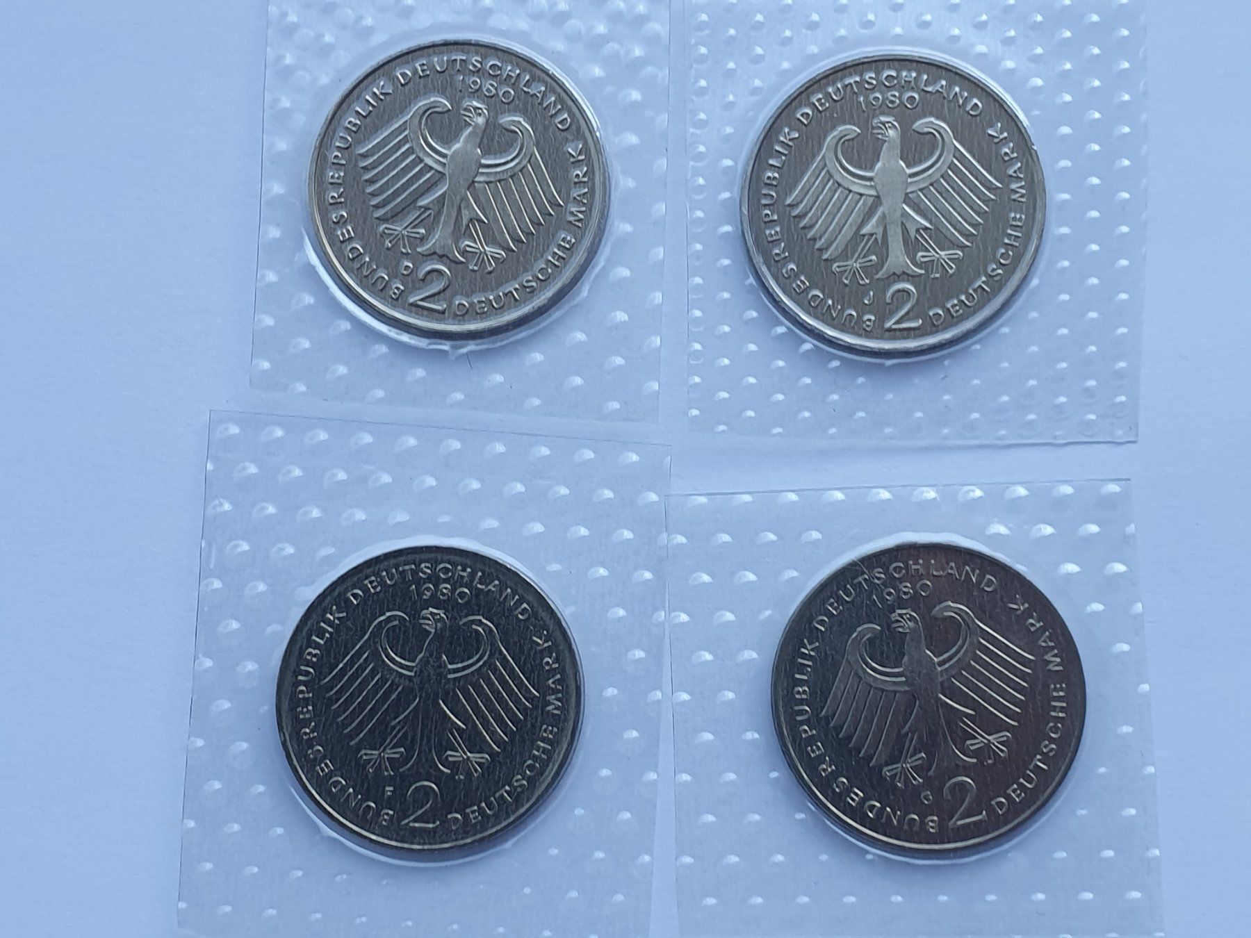 Tutti le monete: 2 DM 1980 Stgl D-F-G-J – Nuovo (secondo la descrizione) da Pravidondaz venduto da LVtik 1