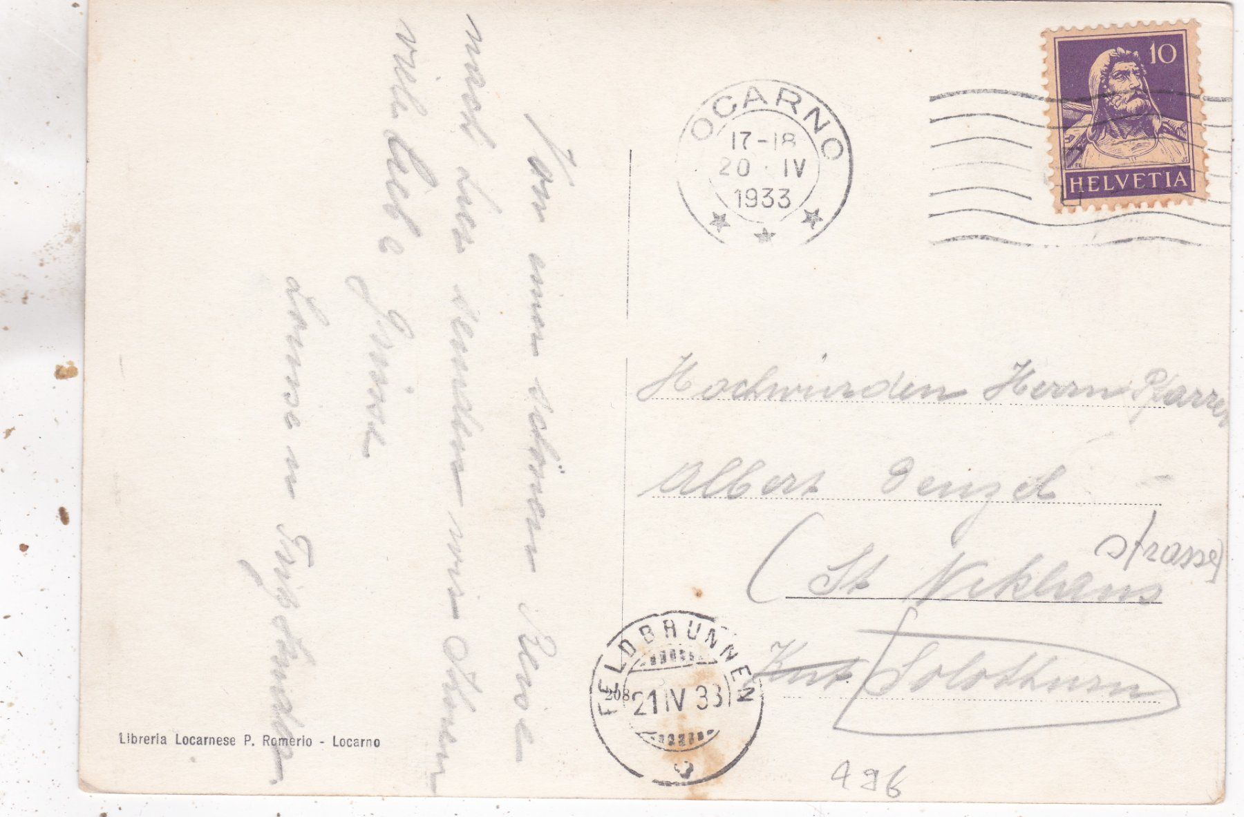 Cartoline postali: Locarno Madonna del Sasso 1933 – Usato da Herisau venduto da Lisegrat2008 1