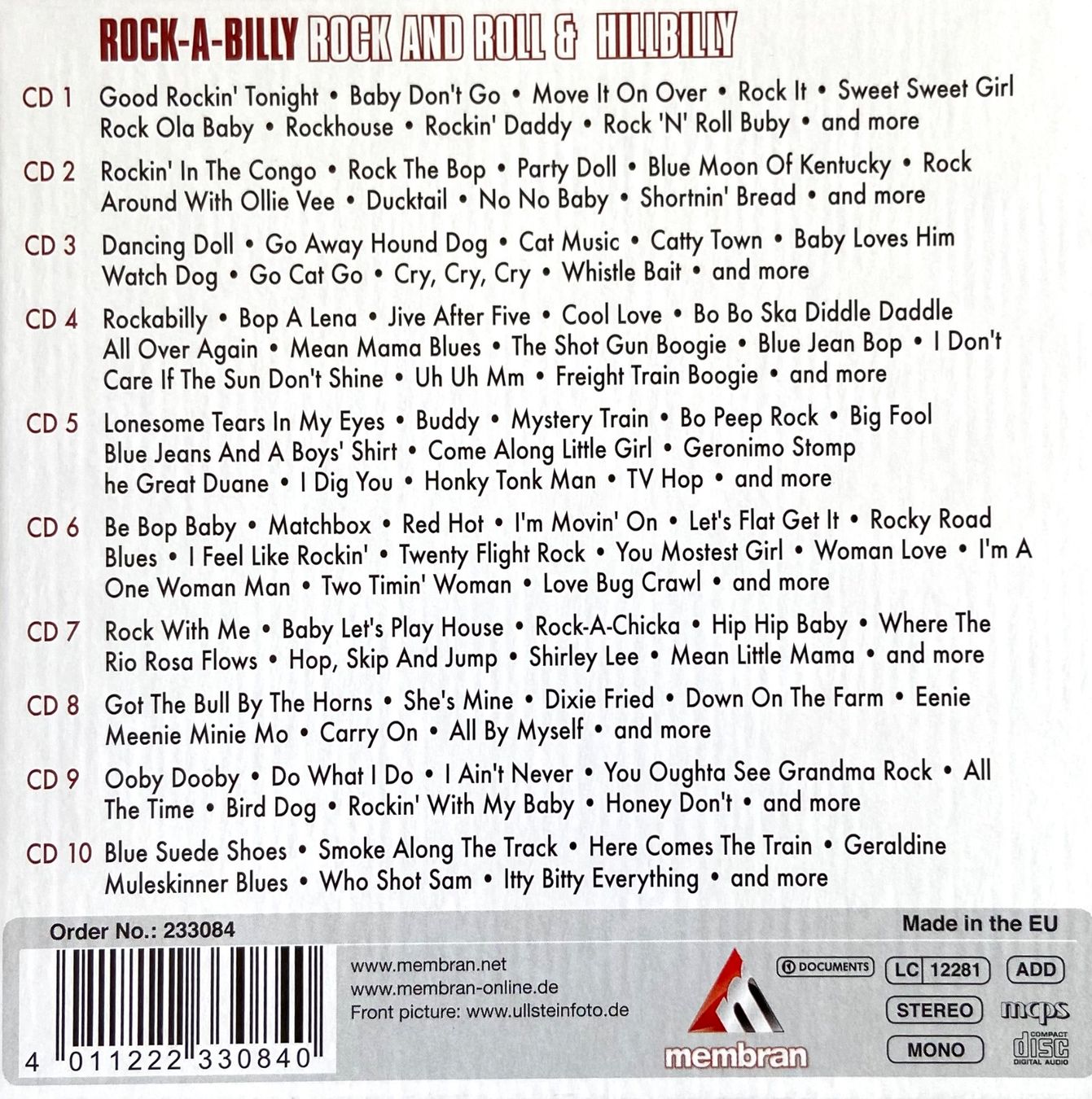 CD: 10 CDs Rockabilly Rock & Roll & Hillbilly 200 Original Hits – Usato da Luzern venduto da Lycka 1