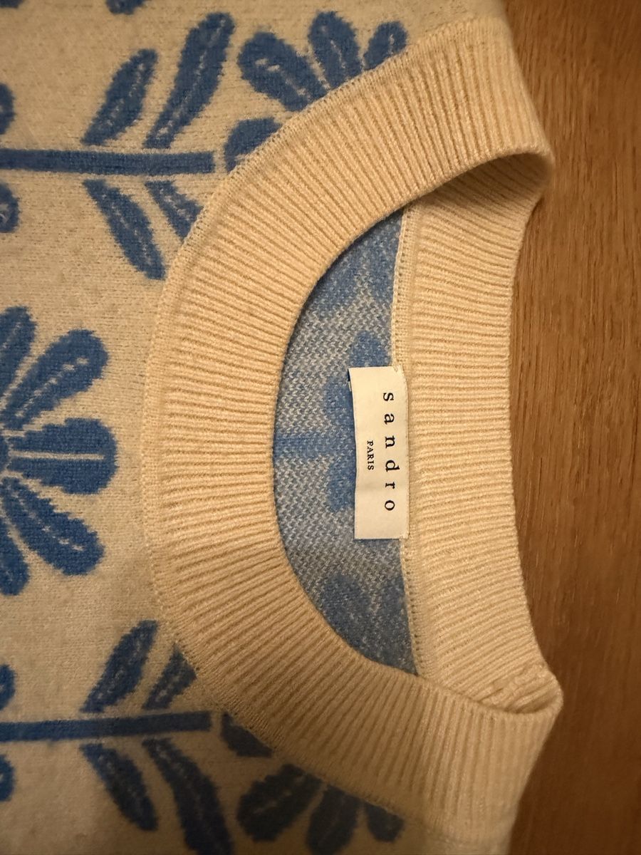 Sandro Pullover & Sweatshirts: Pullover floral Sandro size 2 woool cachemire beige/bleu – Neu (gemäss Beschreibung) aus Männedorf von iza04 5