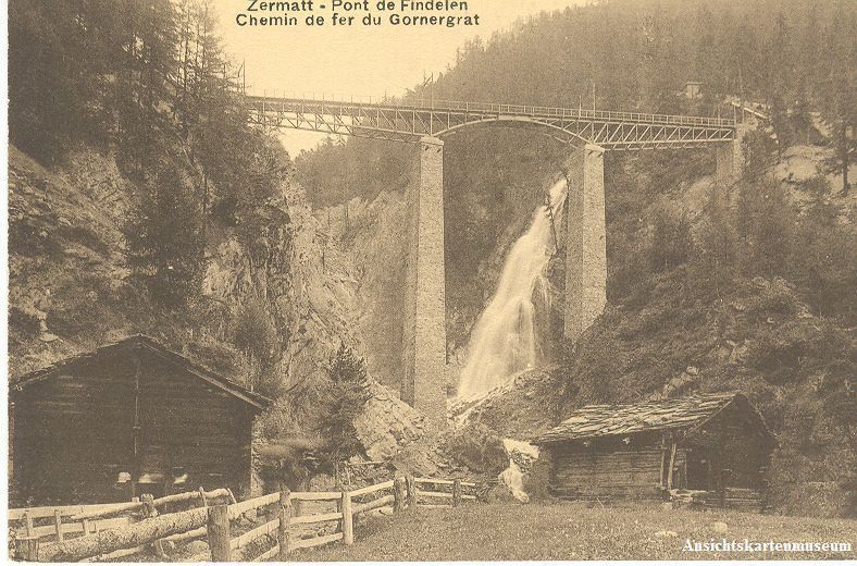 Cartoline postali: Zermatt Pont de Findelen Gornergrathbahn – Usato da Emmenbrücke venduto da teestube