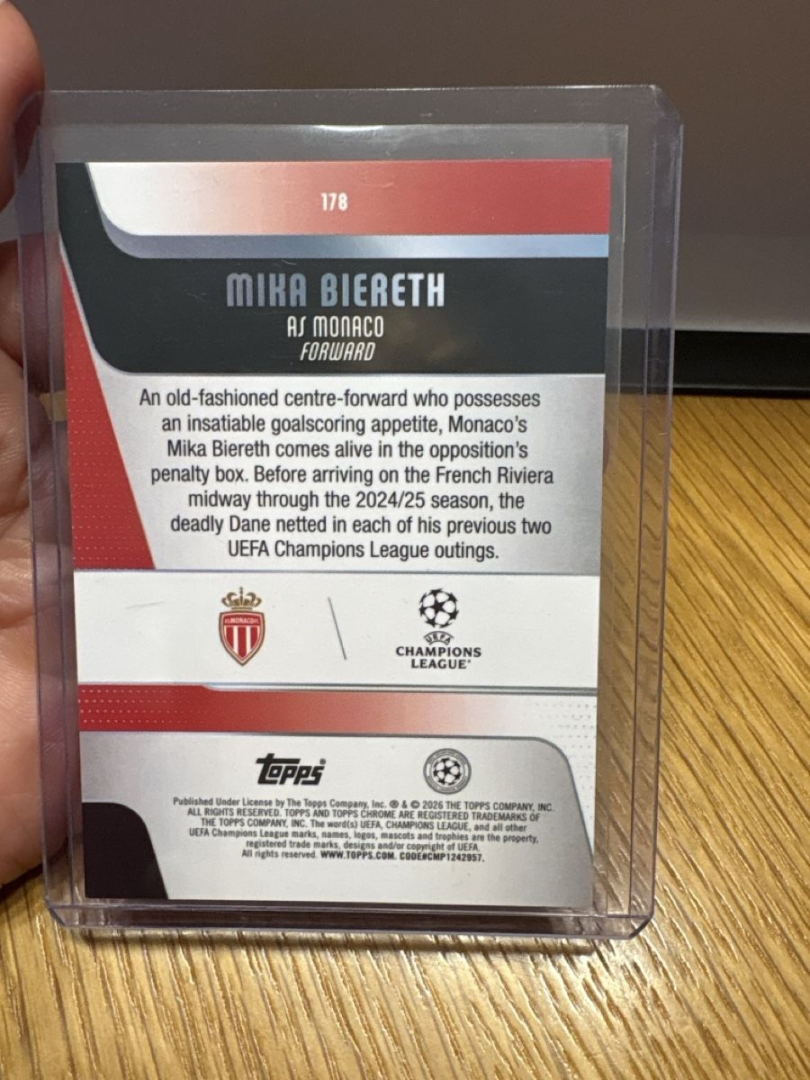 Topps Cartes à collectionner: Sammelkarte Mika Biereth Topps Chrome  – Neuf (Voir description) à Boningen par Stef_1991 1