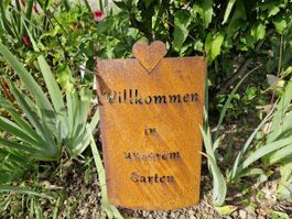 Schild "Willkommen in unserem G" Hänger Edelrost Höhe 37.5cm