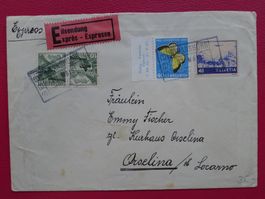 1951: Bahn-Stempel: ROMANSHORN nach ORSELINA (TI)