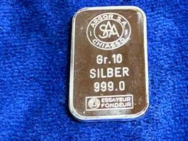 Silberbarren Argor Chiasso 10 Gramm 999 gebraucht