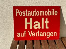 Postauto Haltestellen Tafel Blech