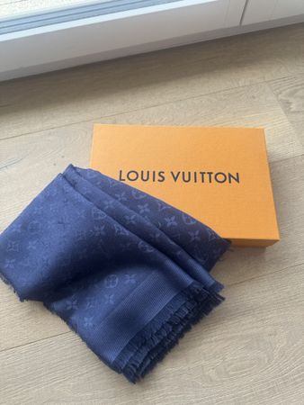 Louis Vuitton Navy Monogram Scarf + Box -Excellent Conditio