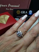Bague argent avec diamant de moissanite de 3 ct certifié GRA