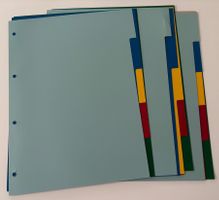 3 x Ordner Register A4 Kunststoff abwaschbar farbig