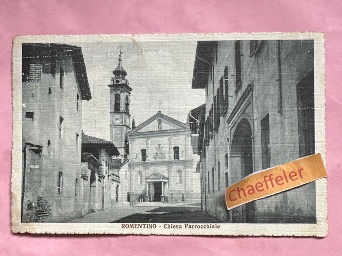 Cartoline postali: 1917 Romentino - Chiesa Parrocchiale – Usato da Zürich venduto da Chaeffeler