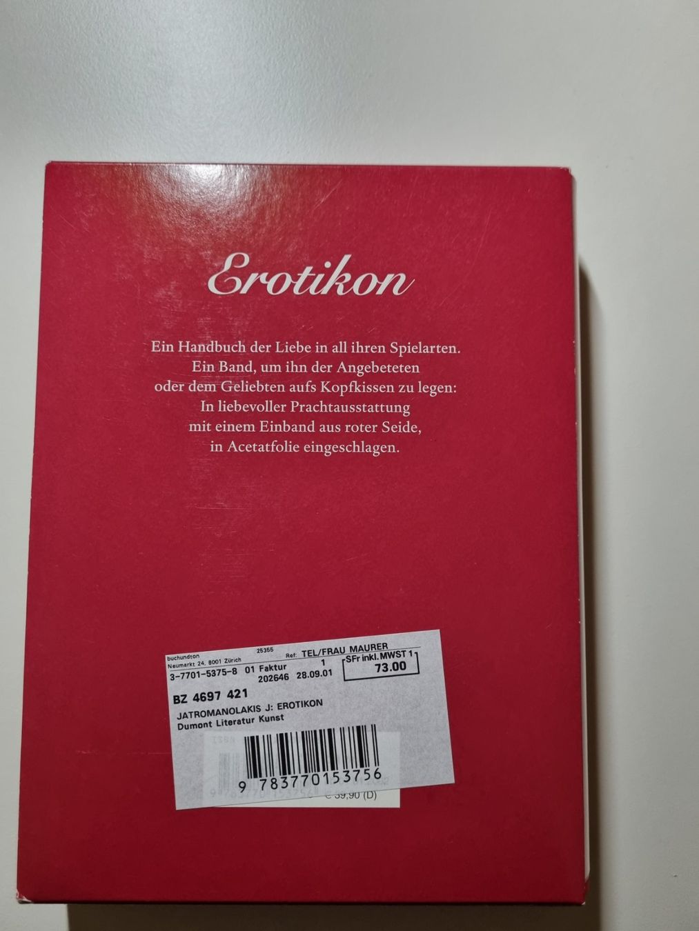 Libri: Buch Erotikon von DuMont OVP – Nuovo e nell'imballaggio originale da Zofingen venduto da Felpa 2