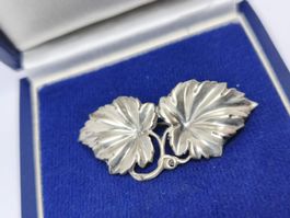 Vintage Brosche Blätter 800 Silber Rariität 