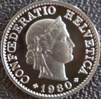 5 Rappen 1980 pp / aus Münzsatz / in einer Münzkapsel