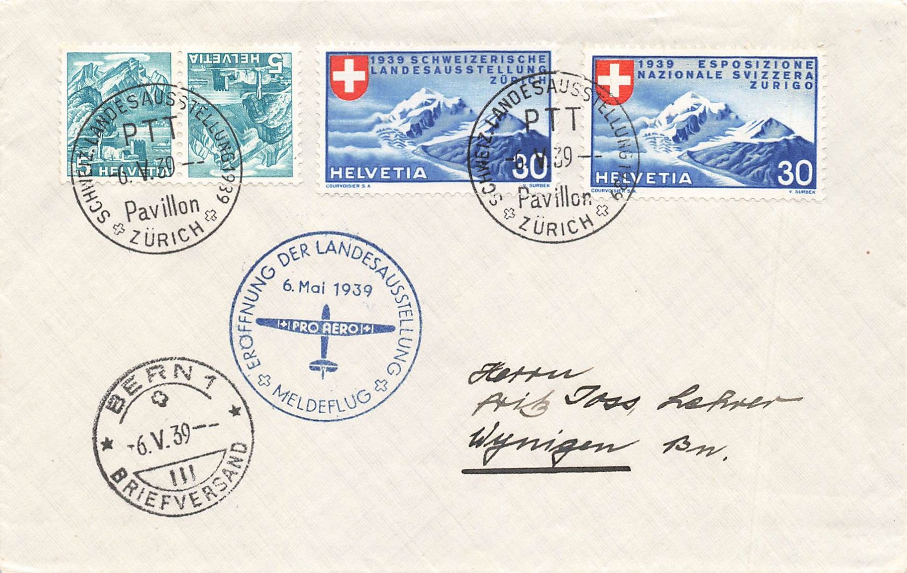 Tous les timbres: Luftpost Pro Aero Zürich Bern 1939 – D'occasion à Biasca par Blenio71