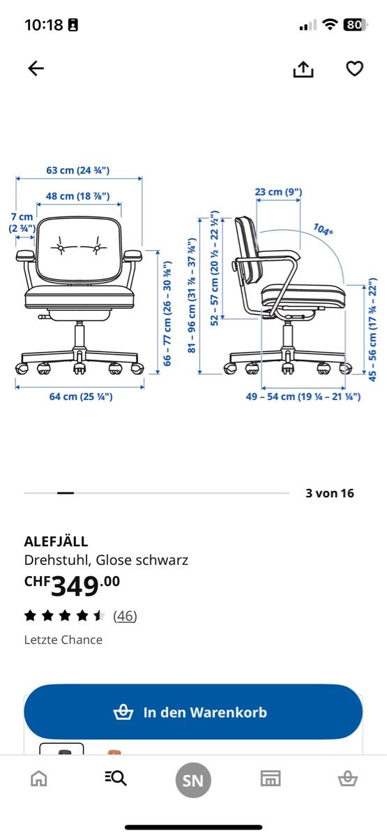 Ikea Sedie: Bürostuhl Alefjäll (IKEA)  – Usato da Trimbach venduto da pin_dsm9 3